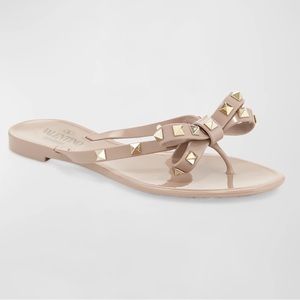 Valentino Rockstud PVC Flat Thong Sandal